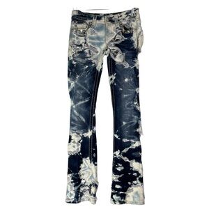 Miss Me Jeans Women’s 25 Blue White Bootcut Bleached Distress Destroyed JP7115B2